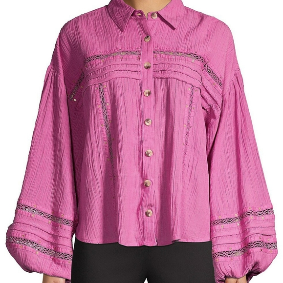 FREE PEOPLE Summer Stars Button Front Shirt NWOT - Picture 2 of 8